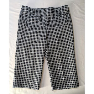 Ann Taylor Cropped Pants Womens Size 12 Margo Geometric Black White Capri Office